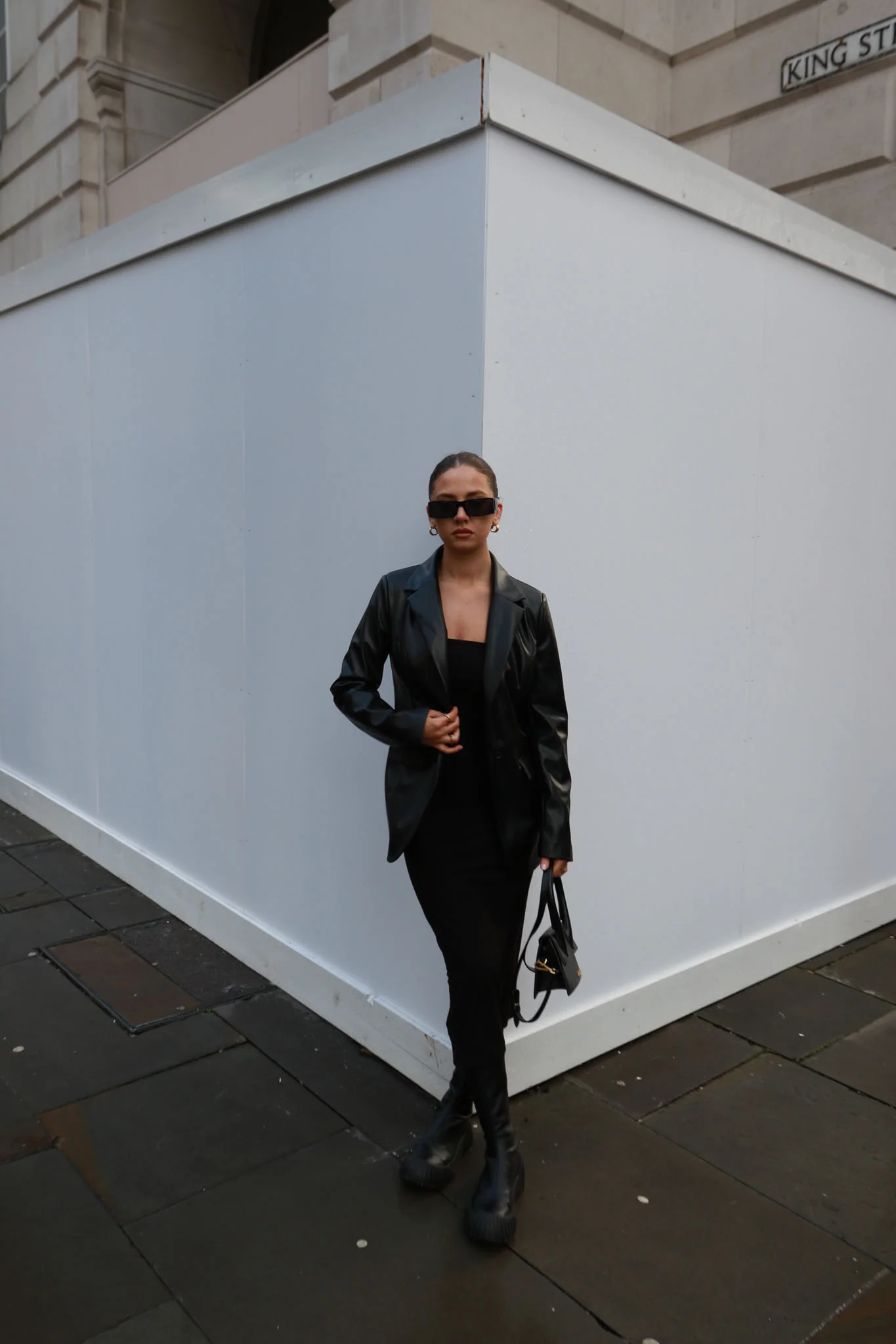 Black PU Oversized-Fit Blazer - Image 3