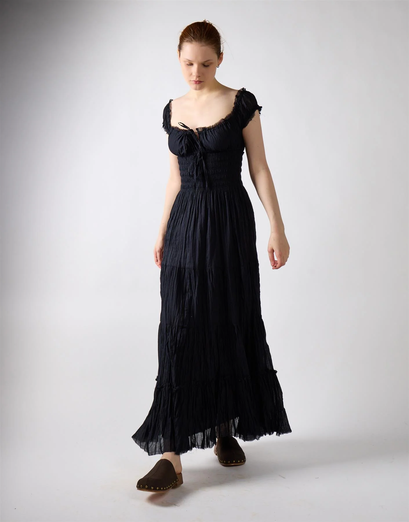 Black Tiered Maxi Dress - Image 3