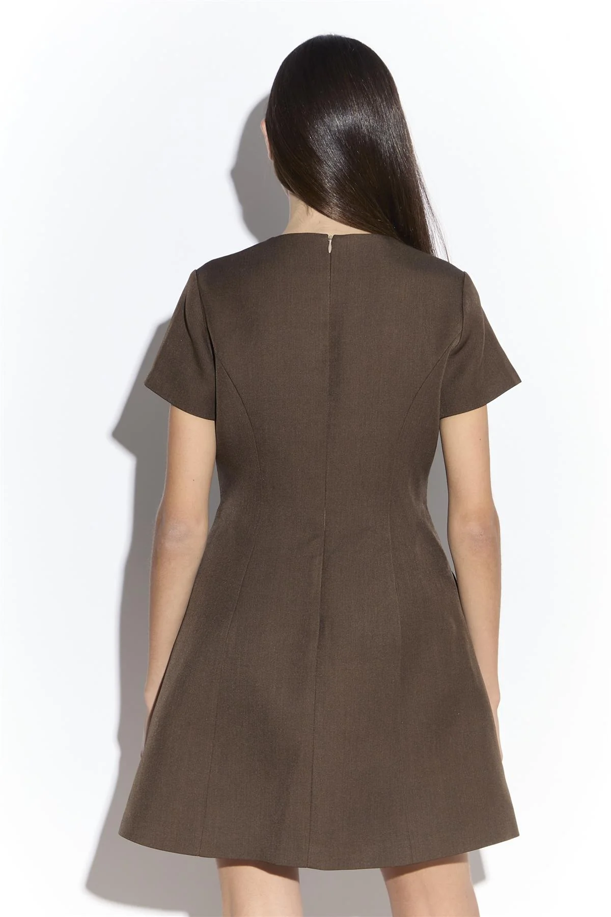 Brown Tailored Mini Dress - Image 4