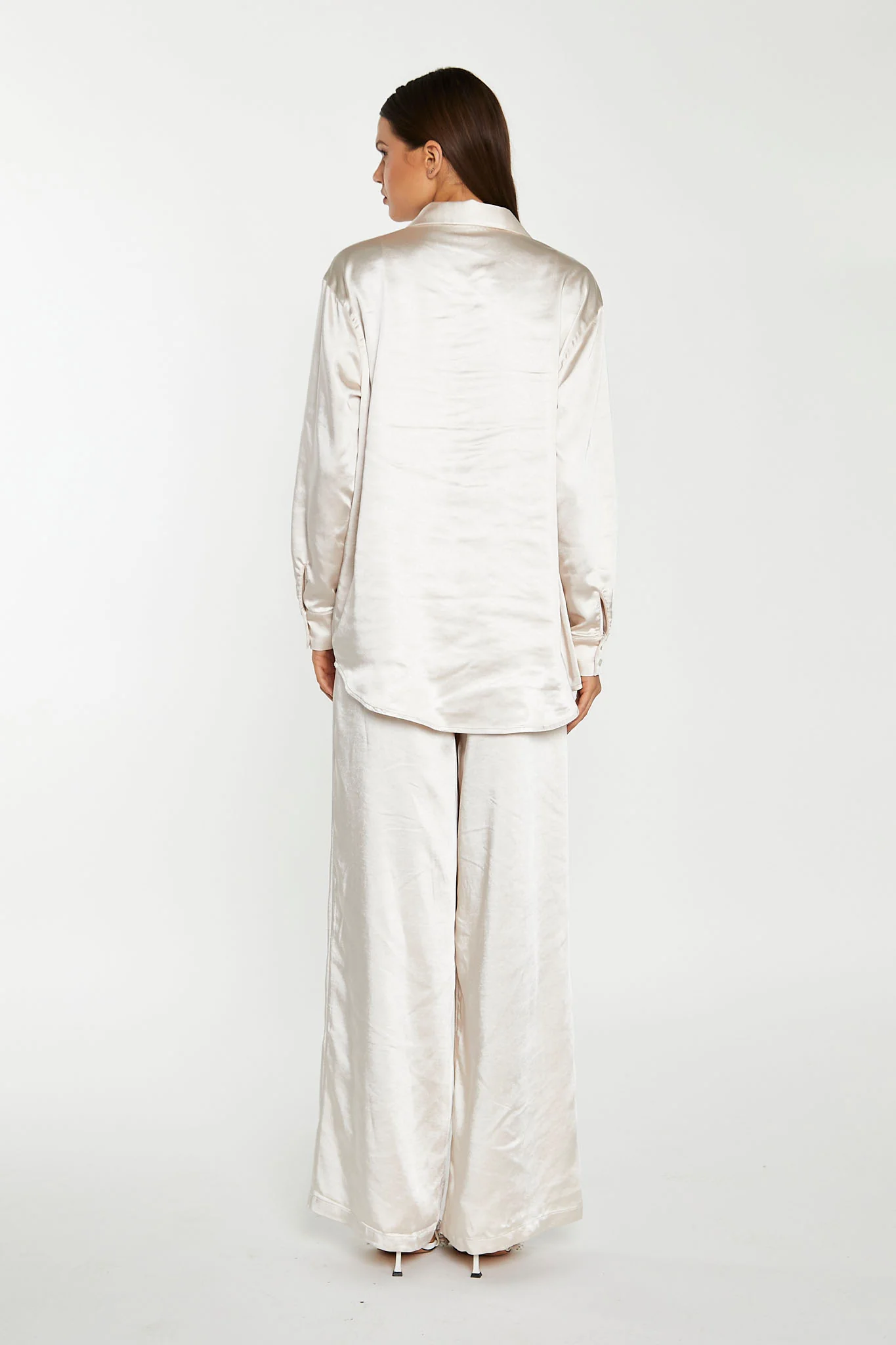 Champagne-Satin Diamante-Bow Shirt - Image 3