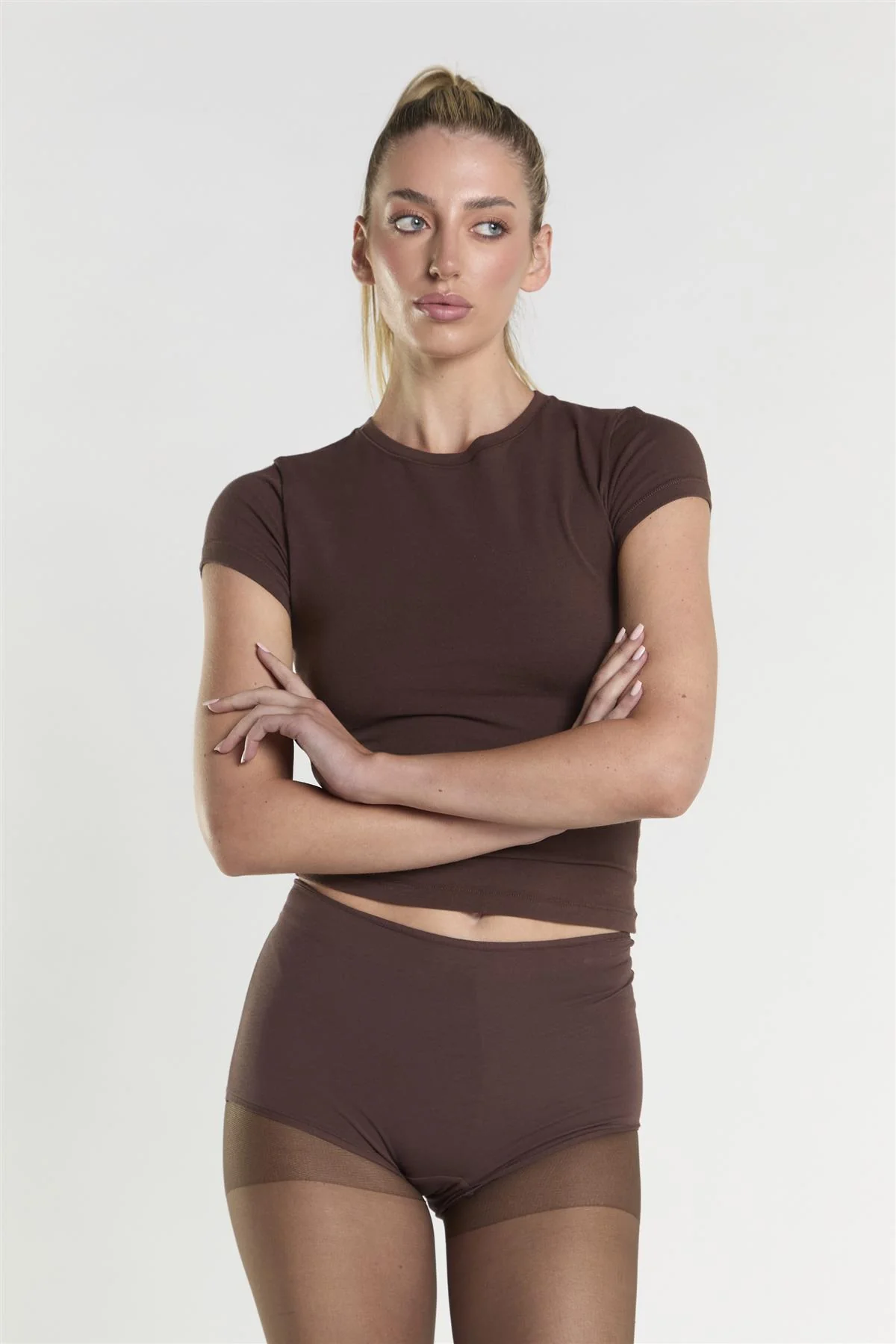 Crew Neck Top - Coffee - Image 3