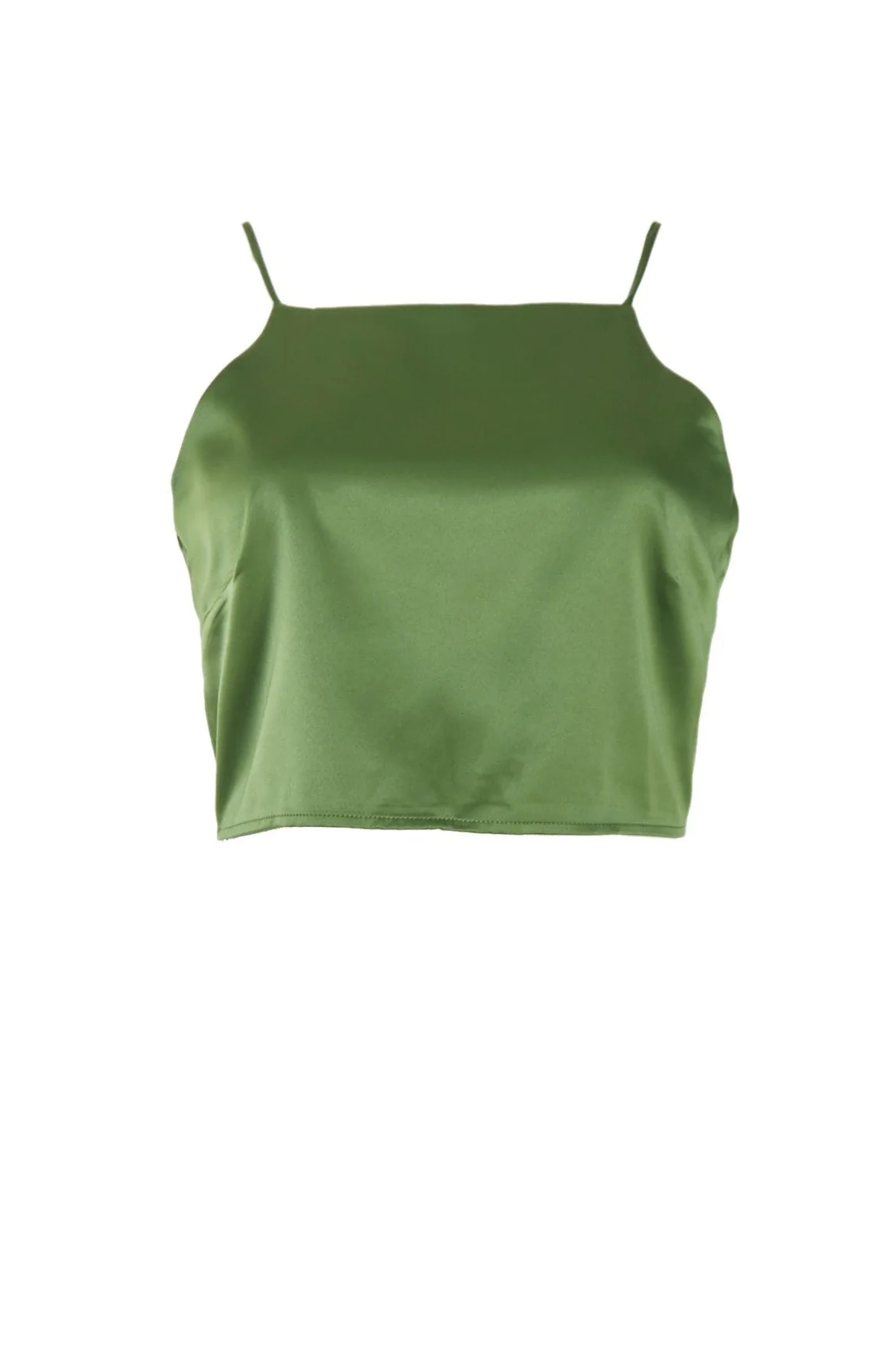 Glamorous Dark Green Satin Back Tie Crop Top - Image 6