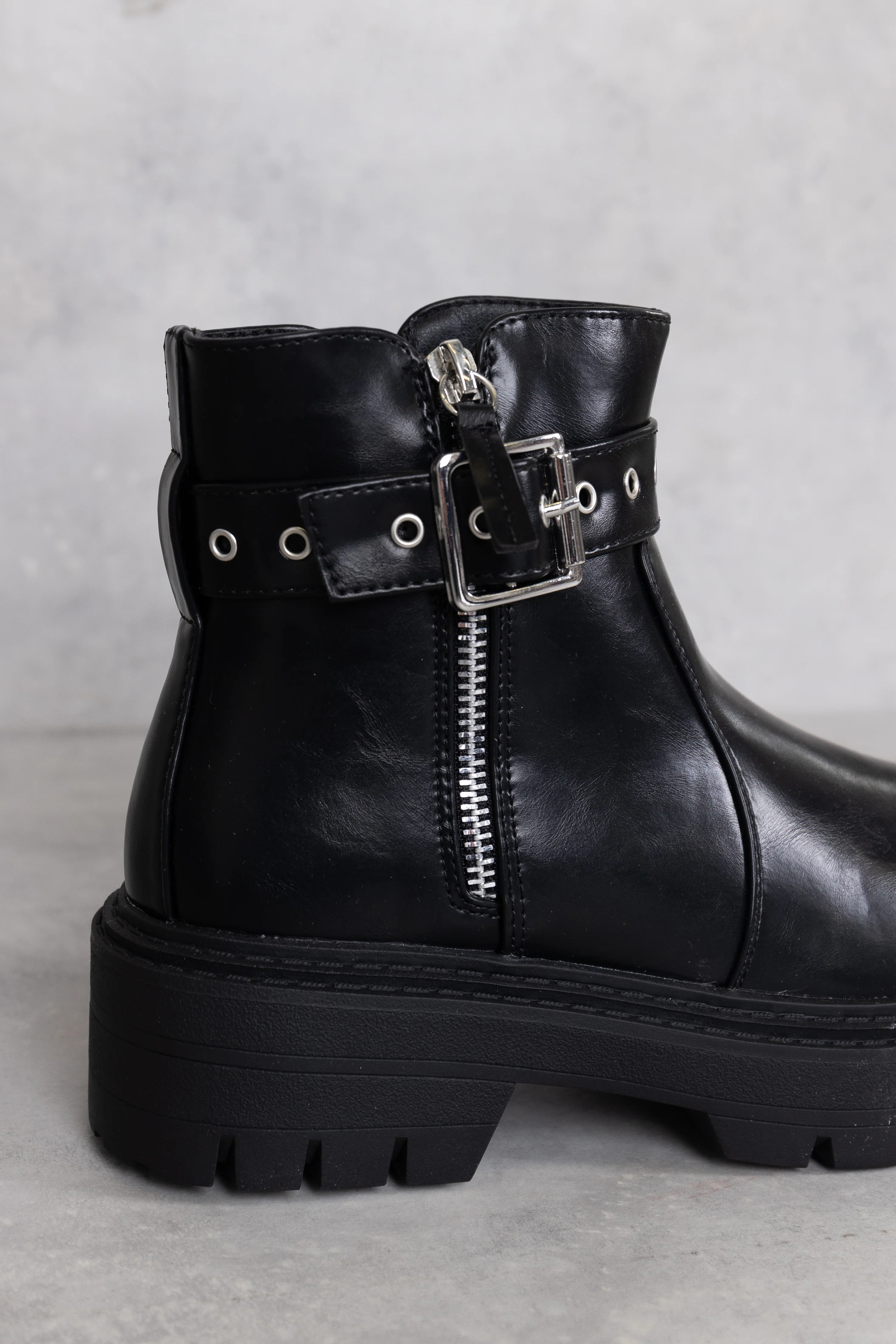 Black Chunky Buckle Chelsea Boots - Image 3