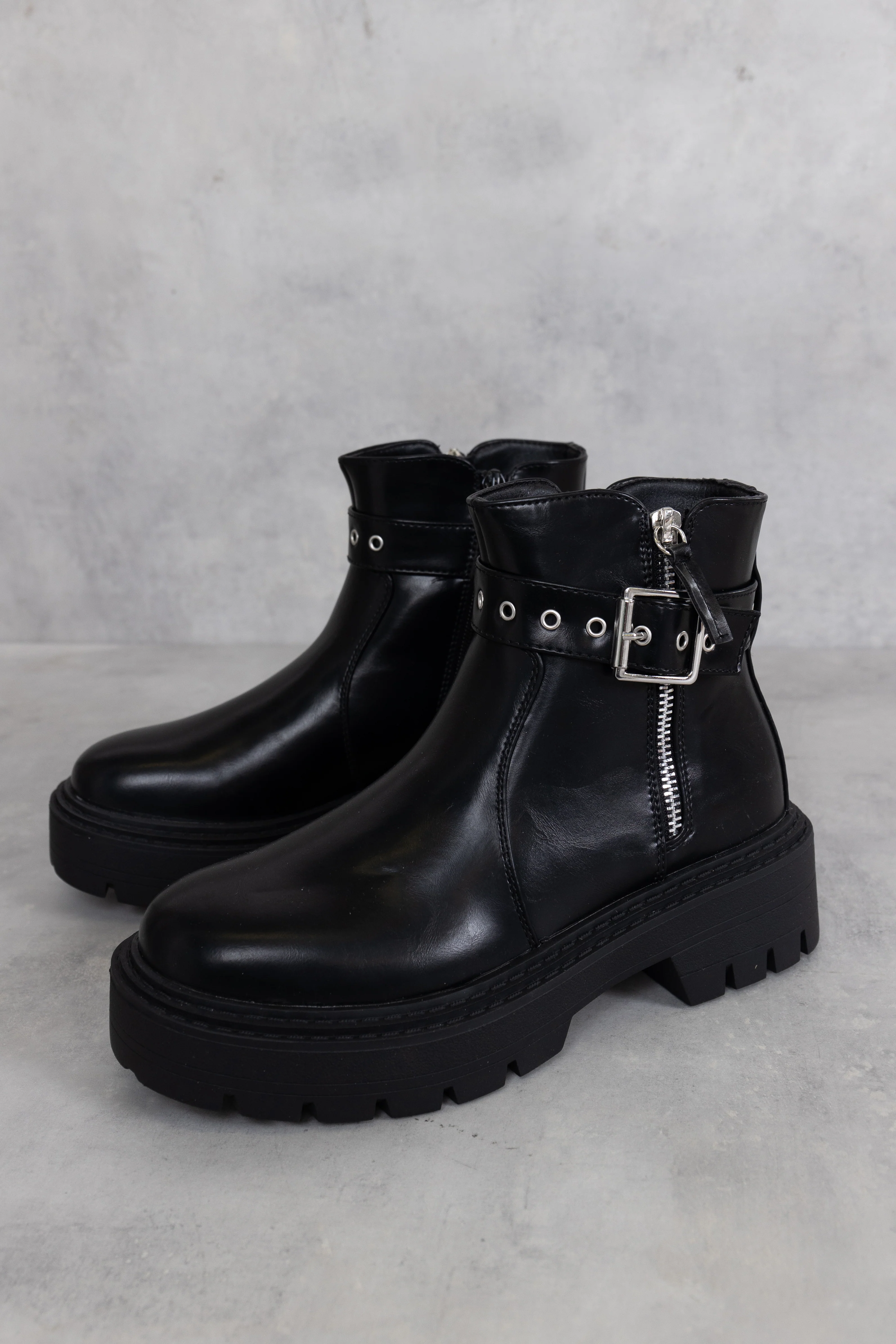 Black Chunky Buckle Chelsea Boots - Image 4