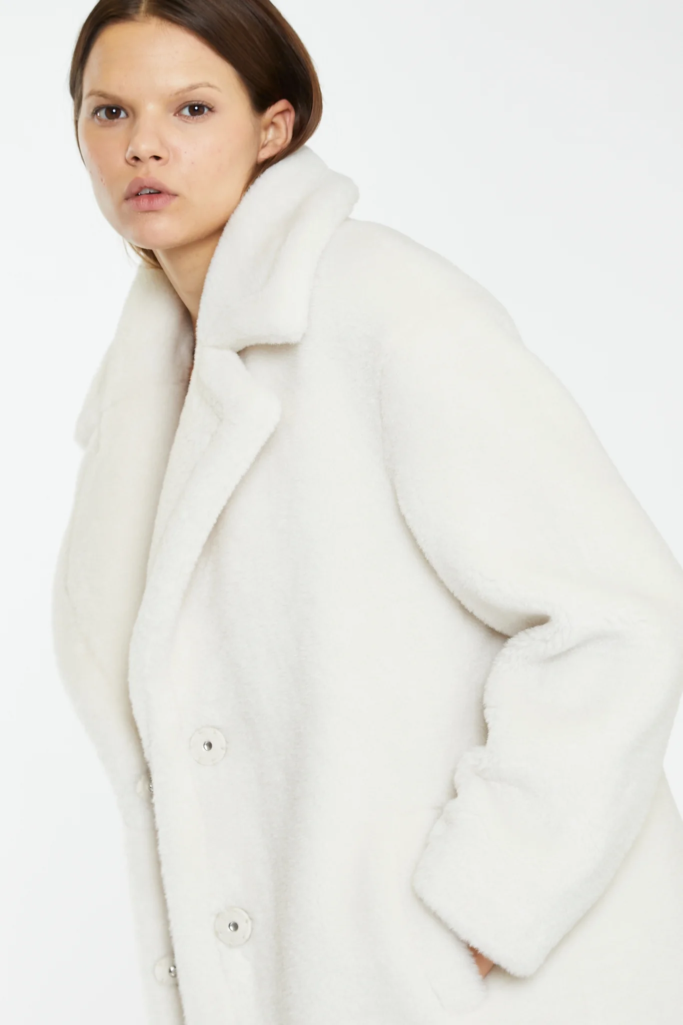 Winter White Longline Faux Fur Coat - Image 3