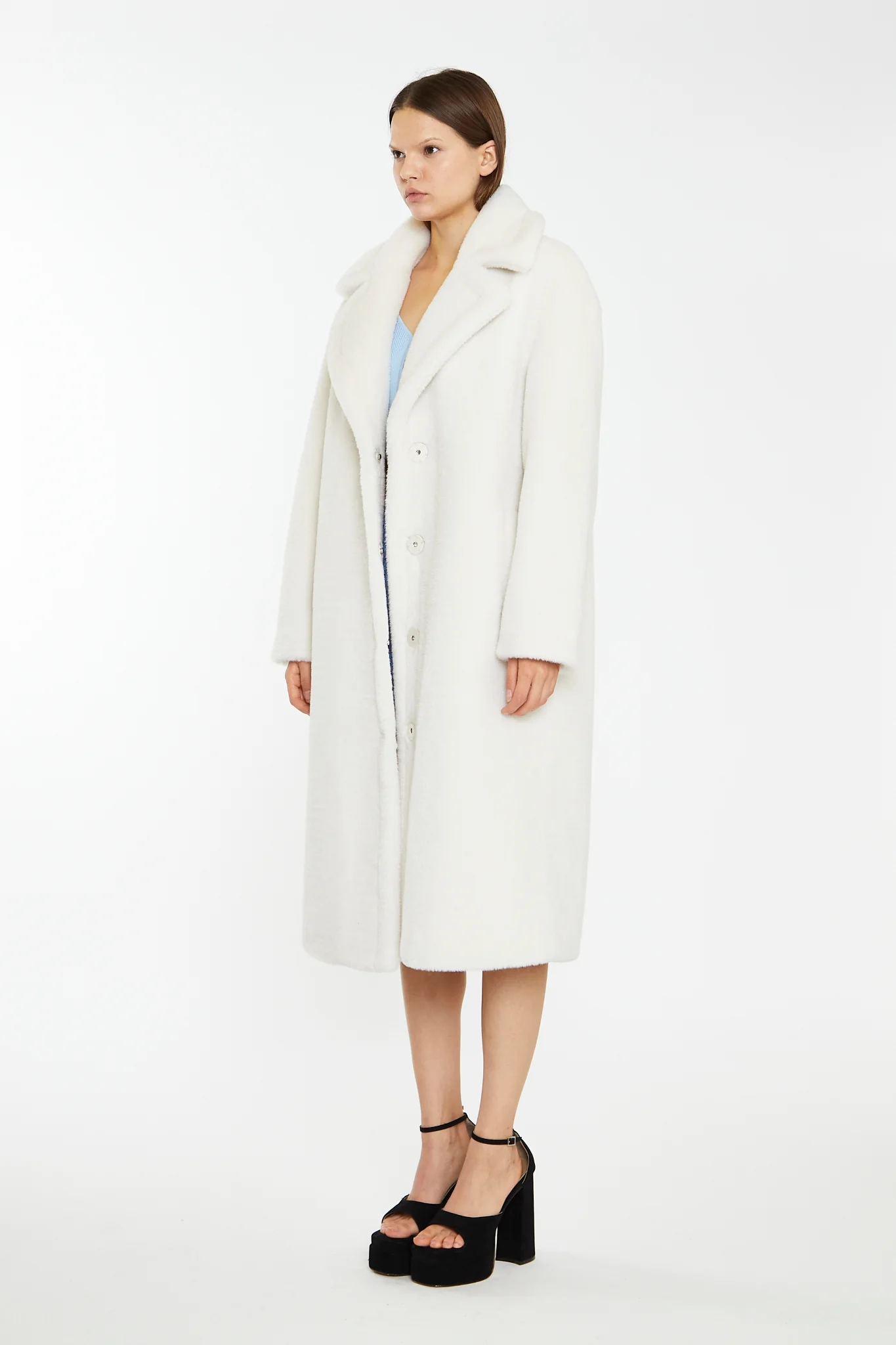 Winter White Longline Faux Fur Coat - Image 4