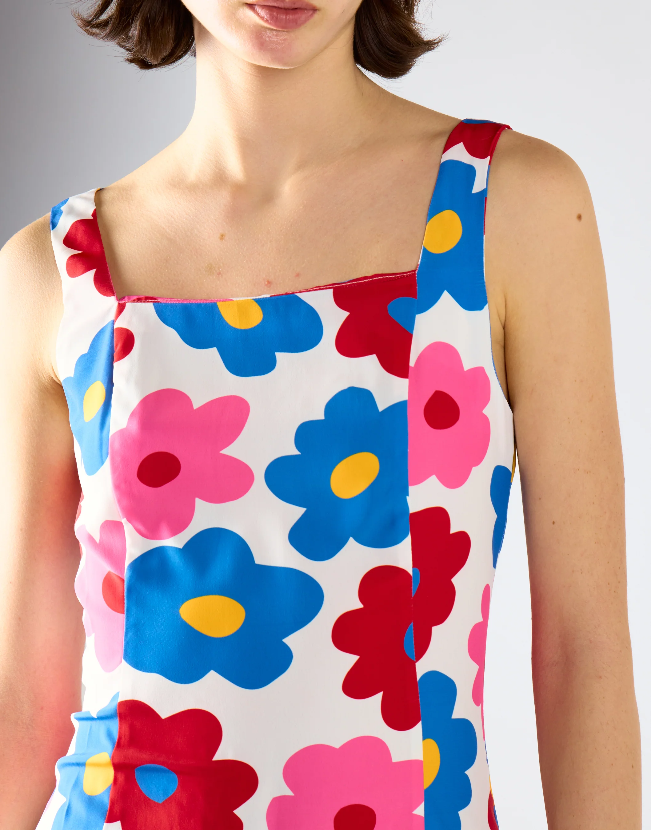 Glamorous Care Bright Large Floral Square Neck Mini Dress - Image 4