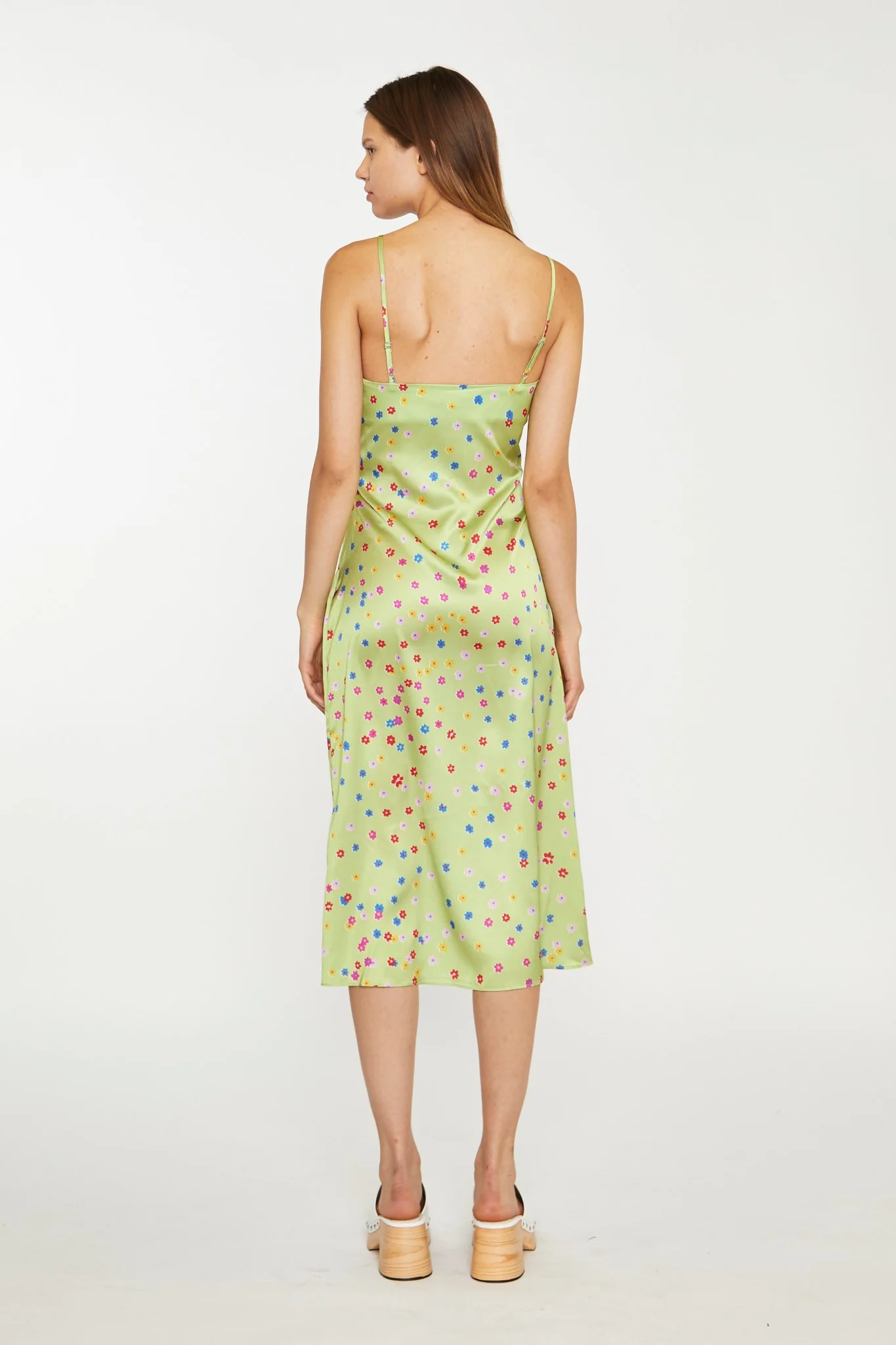 Lime-Multi Daisy Bias-Cut Slip Midi-Dress - Image 4