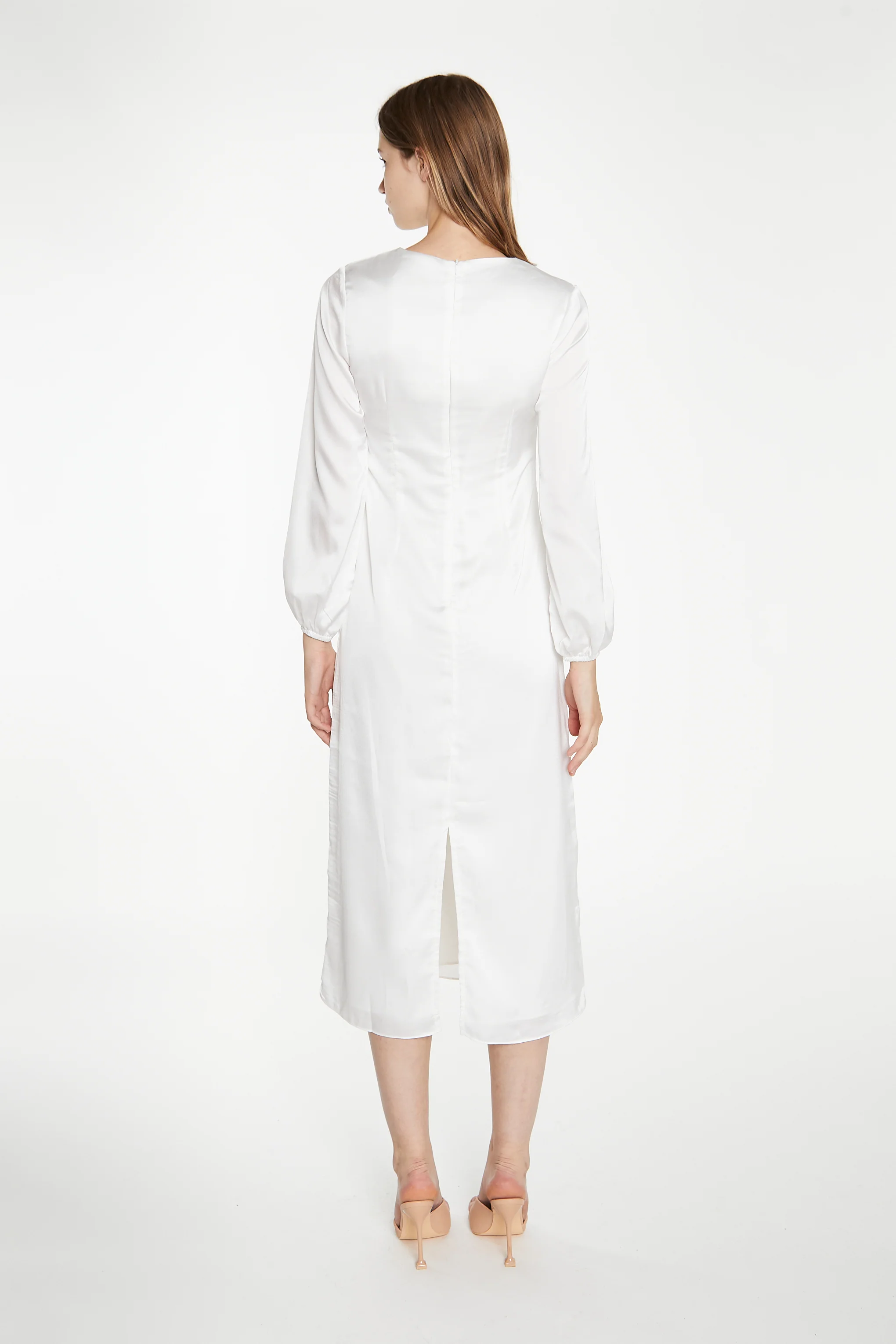 White Long-Sleeve Midi-Dress - Image 3