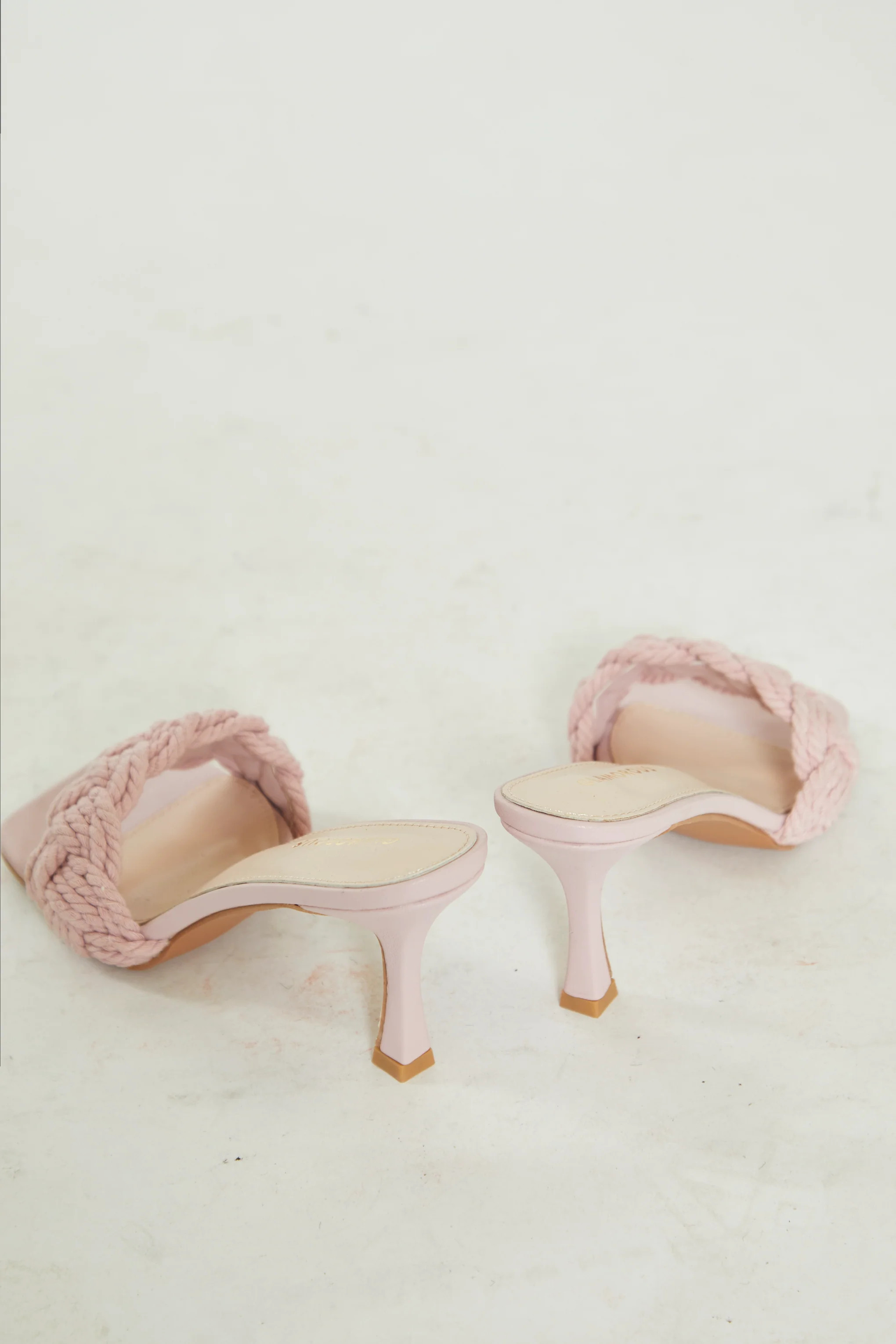 Glamorous Pink Braided Strap Heeled Mules - Image 4