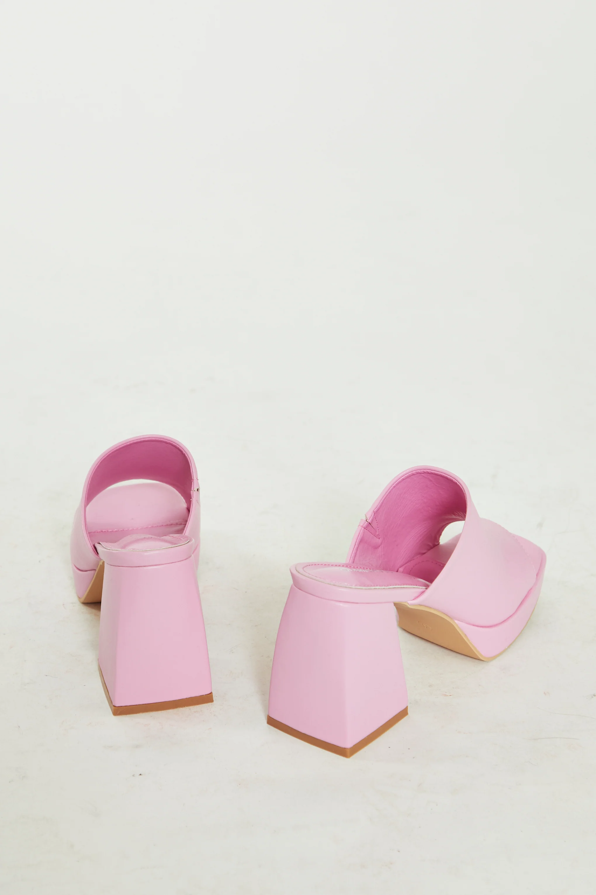 Glamorous Pink PU Block Heel Mules - Image 4