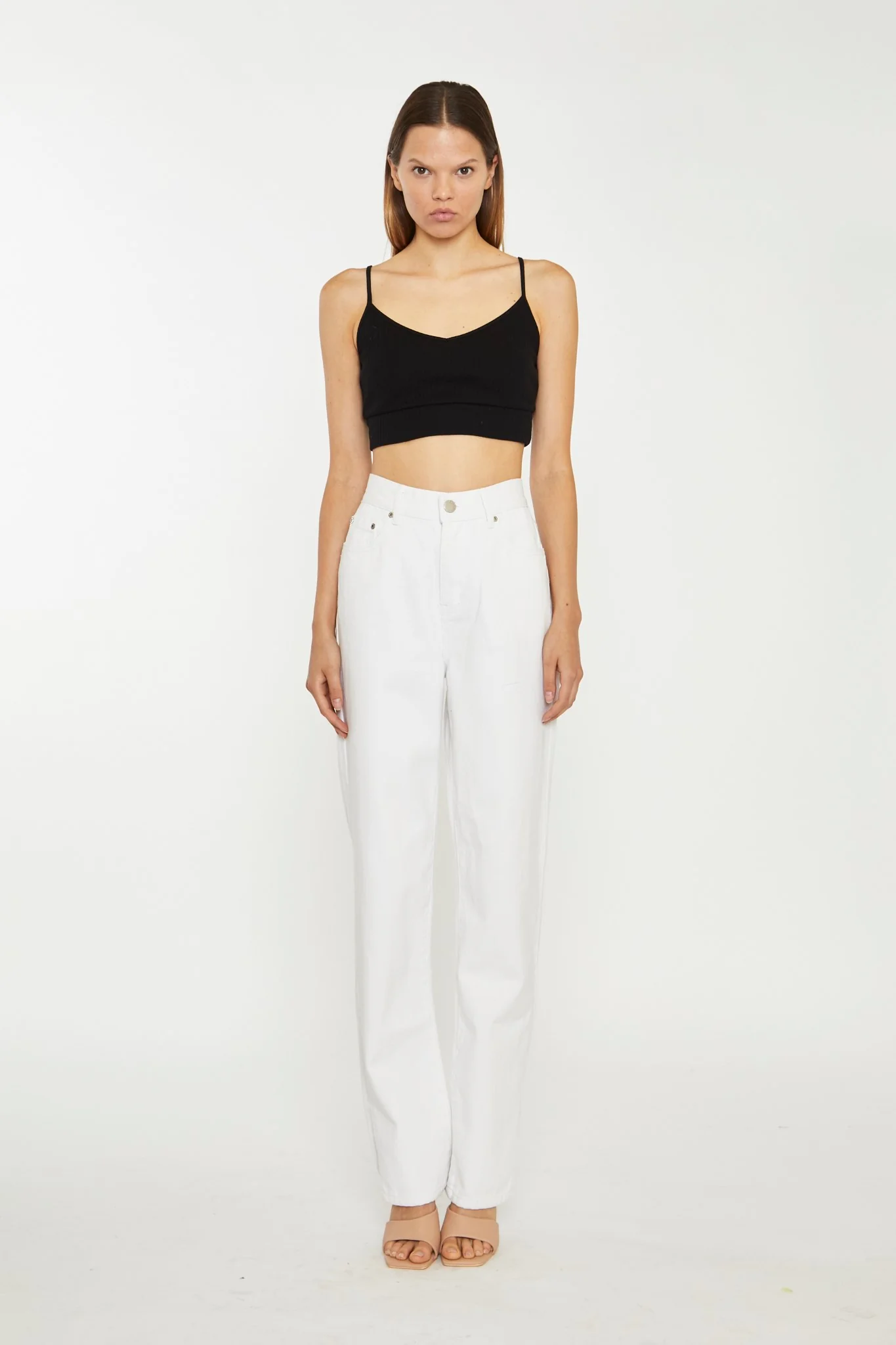 White High-Waisted Side Split Jeans - Image 3