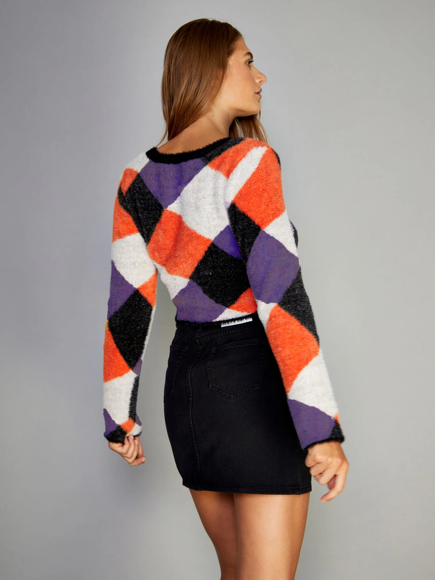 Glamorous Purple Orange Multi Cropped Jumper - Image 3