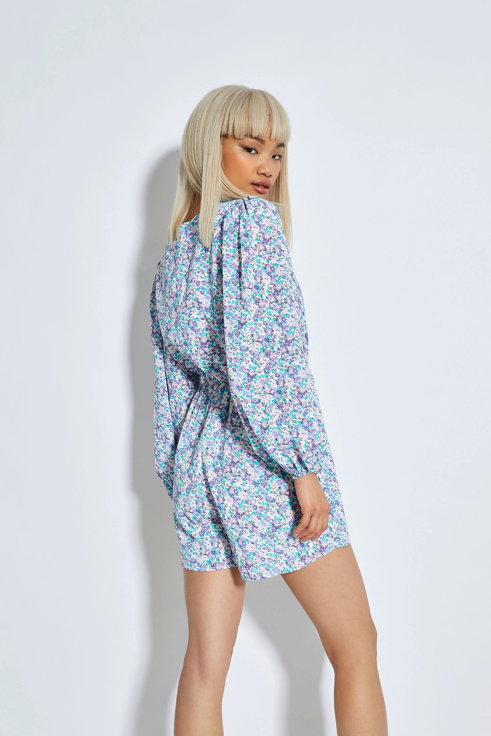 Glamorous Lilac Blue Ditsy Playsuit - Image 3