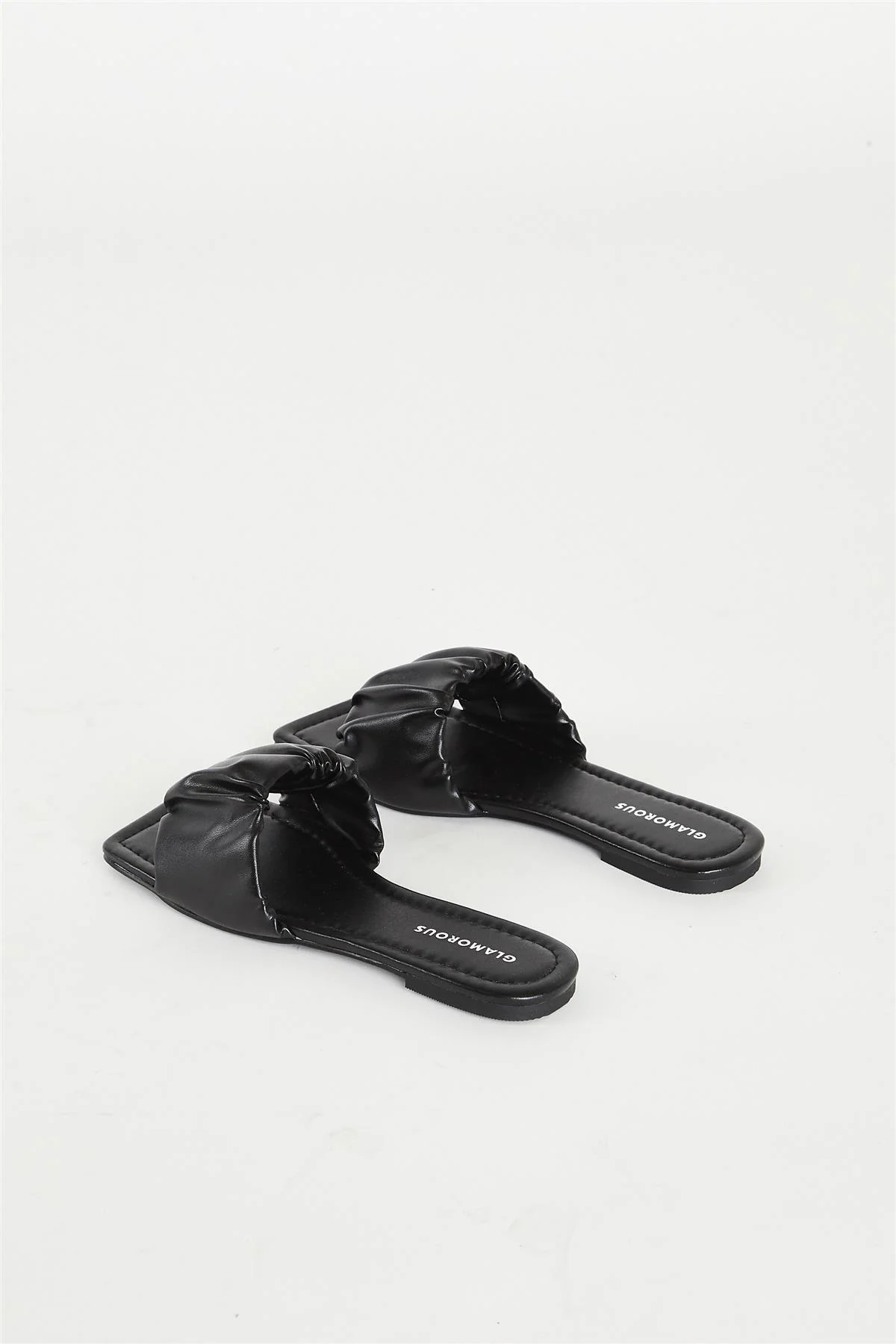 Glamorous Black Ruched Sliders - Image 3