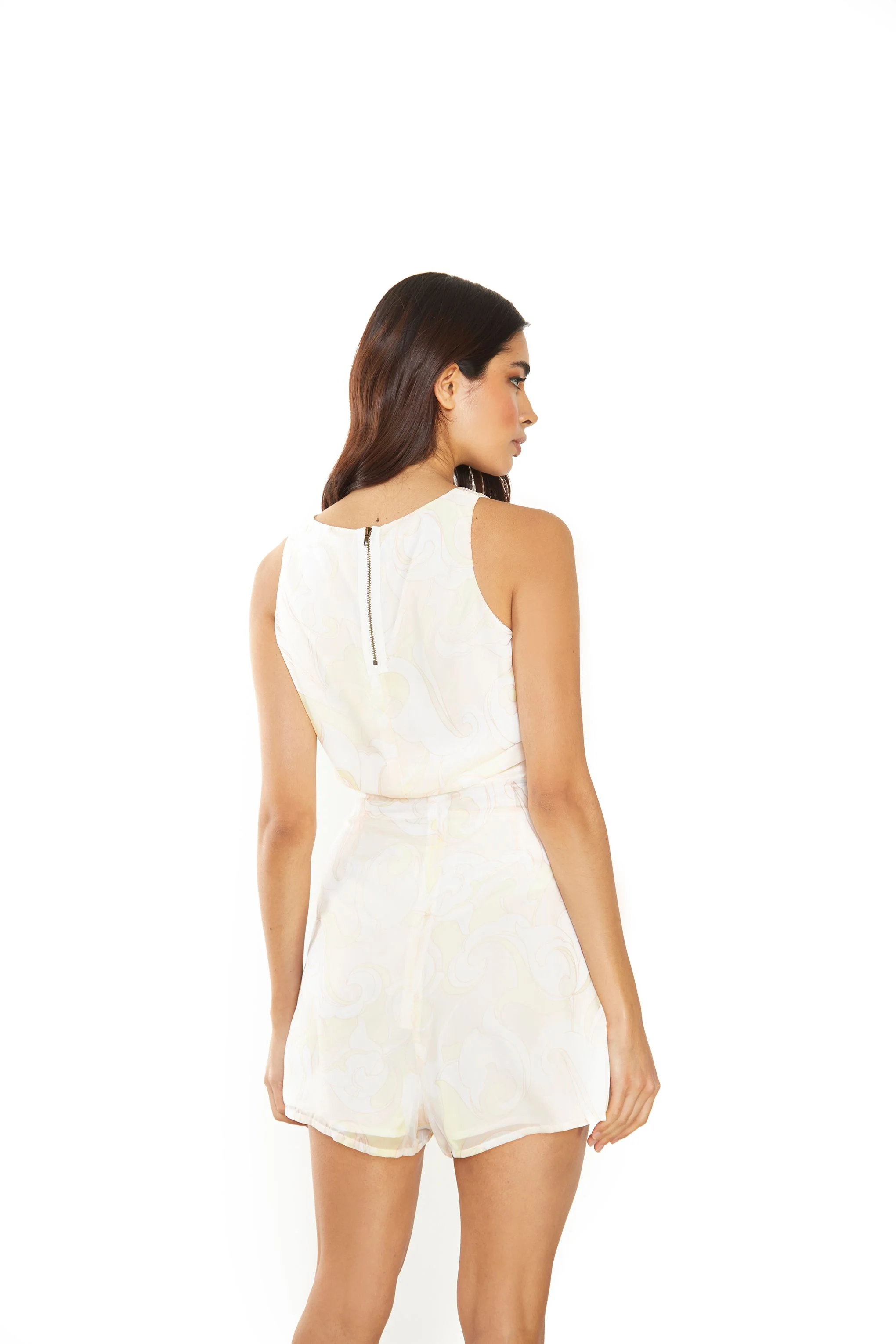 Glamorous Pastel Swirl Abstract High Neck Sleeveless Top - Image 3