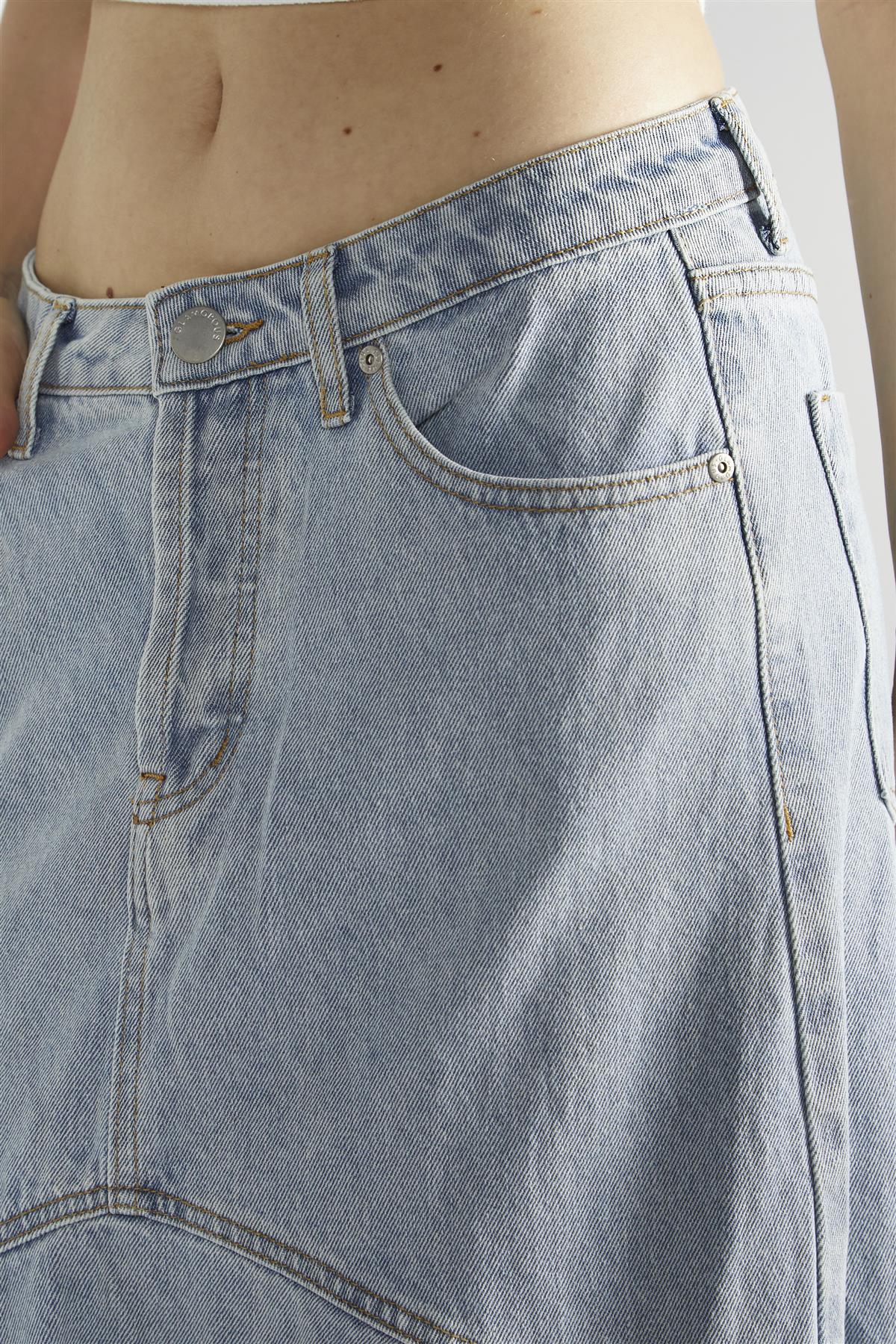 Light Stonewash Denim Fishtail Maxi-Skirt - Image 4