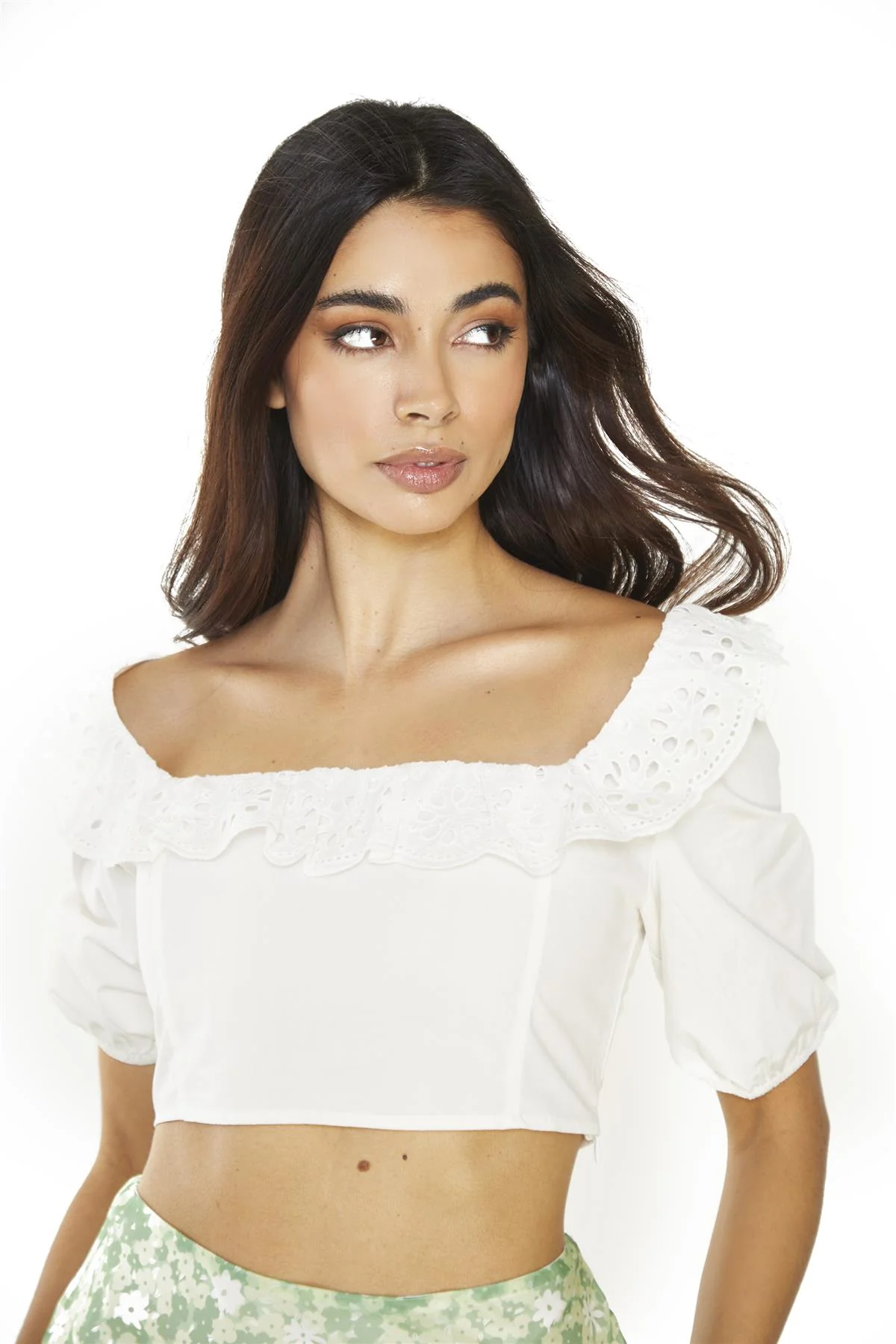 Off-White Lace Frill Crop-Tops - Image 3