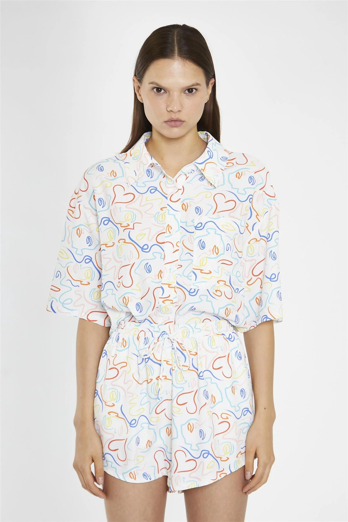 Rainbow-Face Print Loose-Fit High Waisted-Shorts - Image 3