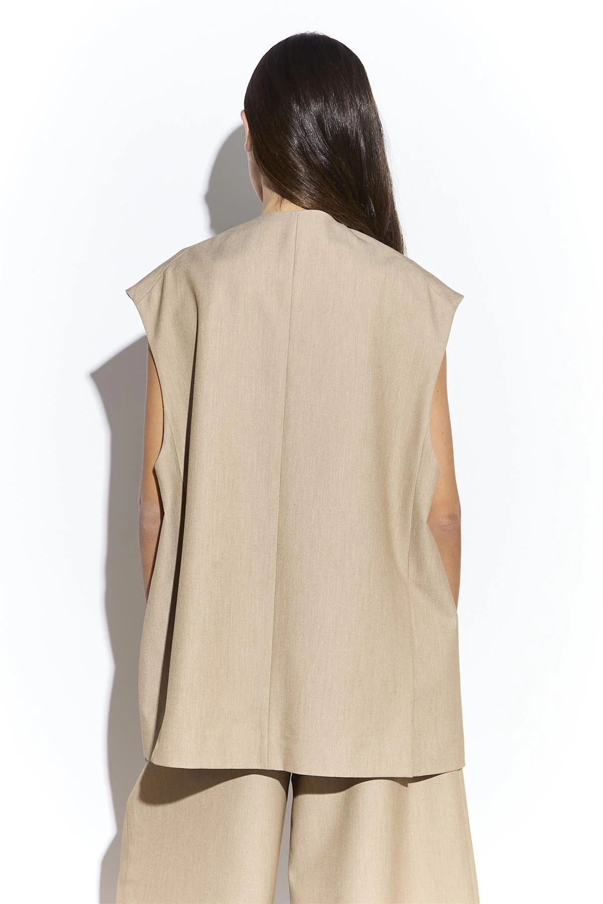 Sand Sleeveless Blazer - Image 4