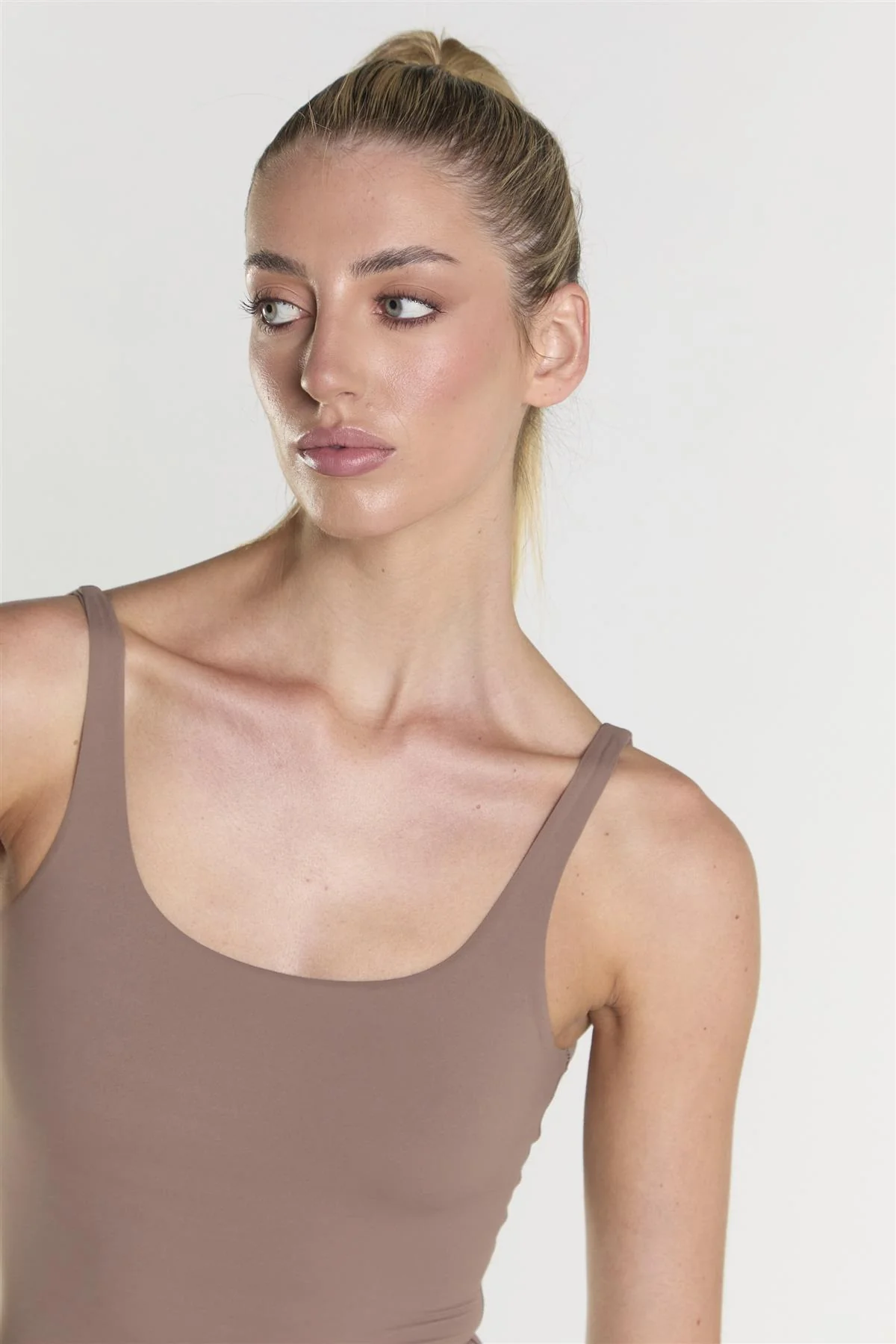 Scoop Neck Bodysuit - Brown - Image 4