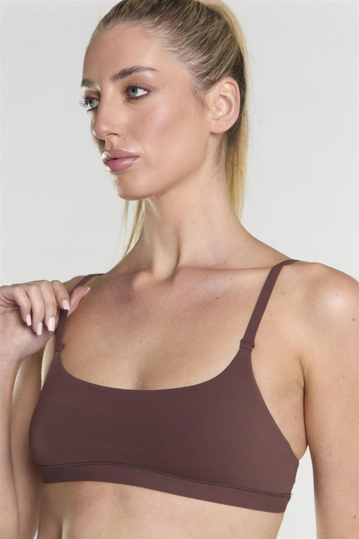 Scoop Neck Bralette - Brown - Image 4