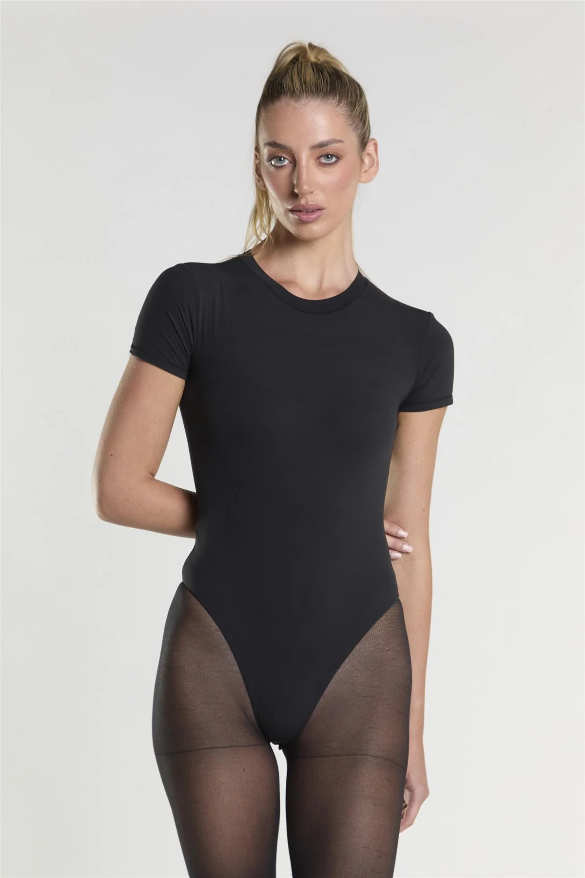 Short Sleeve Bodysuit - Black - Image 3