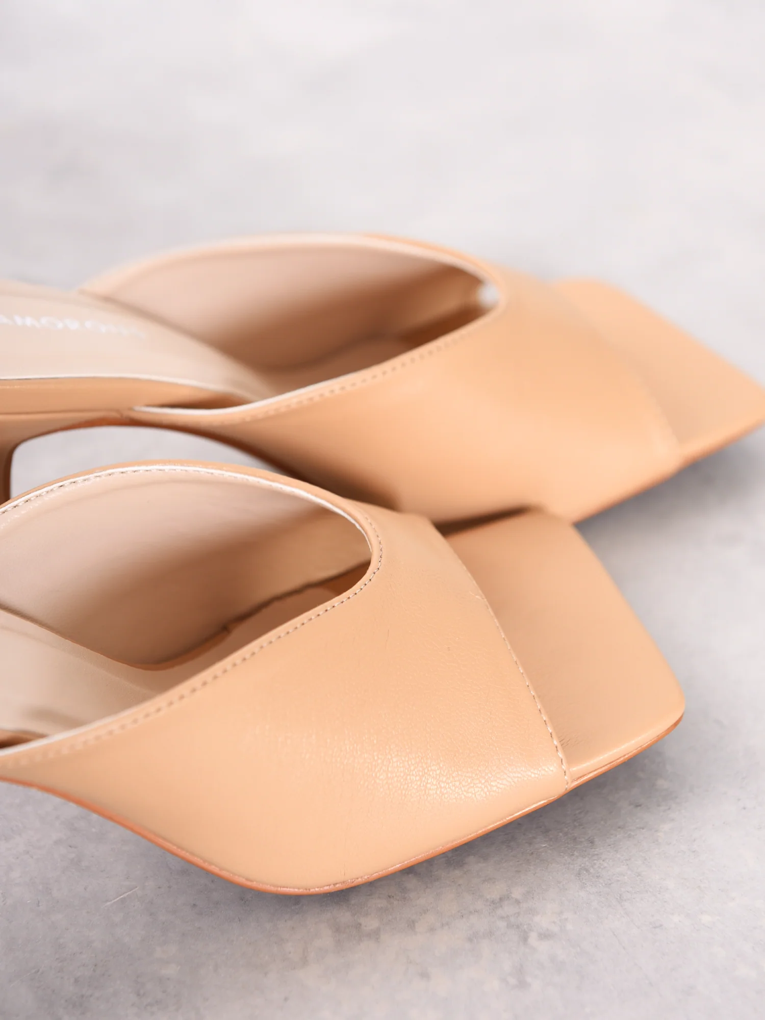 Tan Square Toe Heeled Mules - Image 3