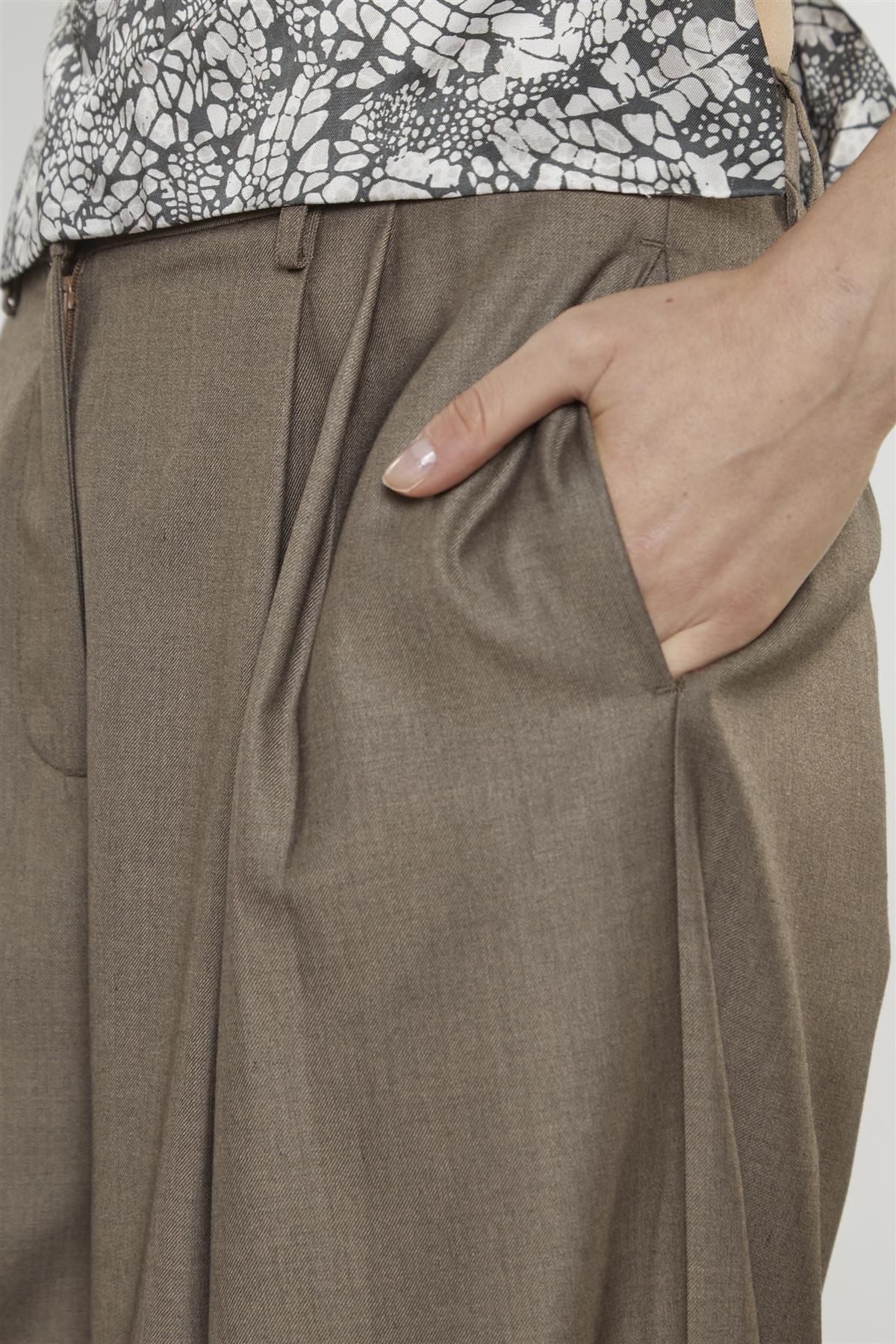 Taupe-Brown Wide-Leg Trousers - Image 4