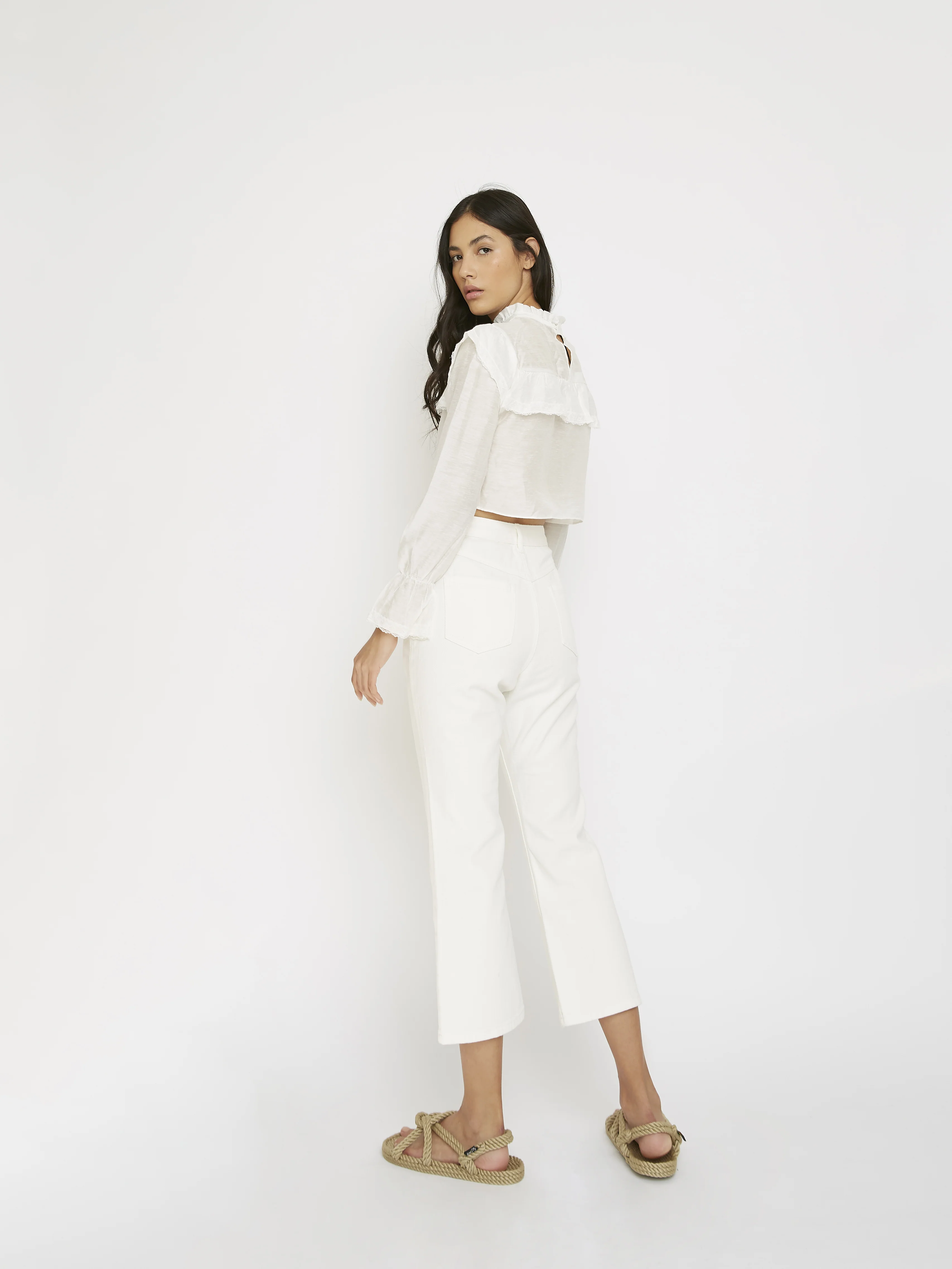Glamorous White High Waisted Jeans - Image 3